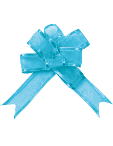 5 mini tyrkysových organdových mašliček 16 mm na ozdobu