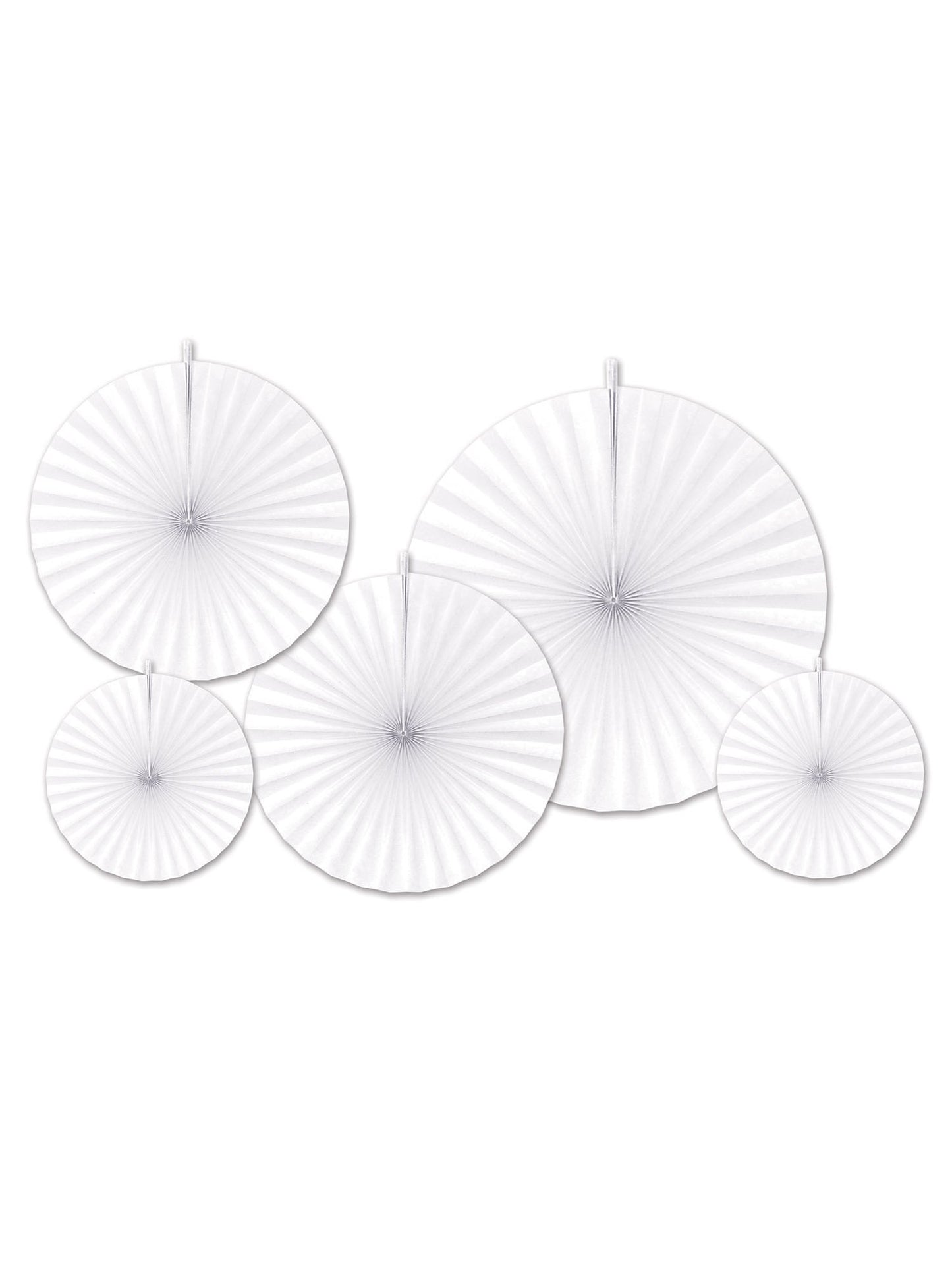 Lot de 5 rosaces en papier de décoration pour fête blanches