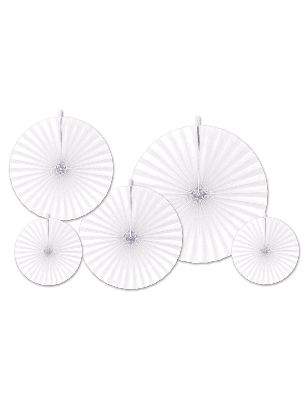 5 rosaces en papier pour décoration de fête blanches