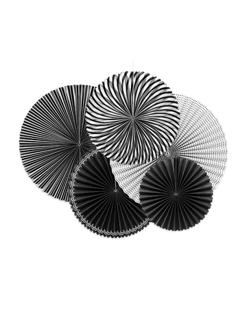 5 černobílých papírových rozet 25, 32 a 40 cm na ozdobu