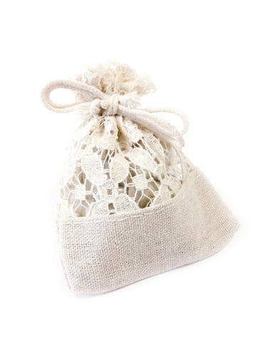 5 sáčků z lnu a krajky 8 x 10 cm na svatební mandle 