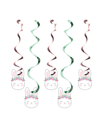 5 malých králičích spirálových kartonových závěsů k narozeninám