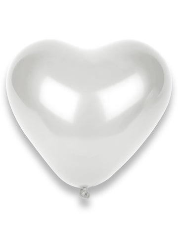 50 bílých balónků ve tvaru srdce 32 cm