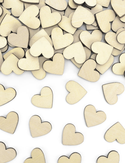 50 dřevěných konfet přírodních srdcí 2 x 2 cm na svatbu