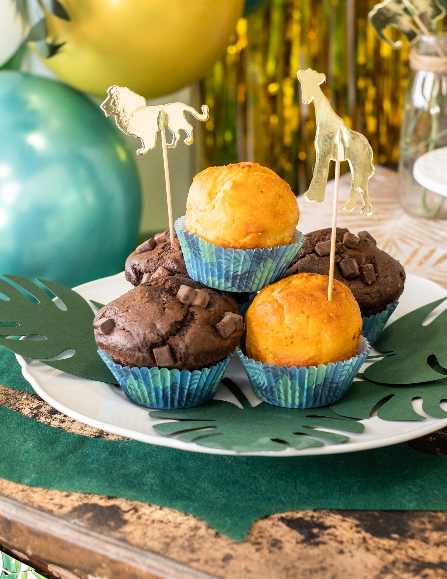 Mise en situation du moule à cupcakes Flamant Tropic en papier