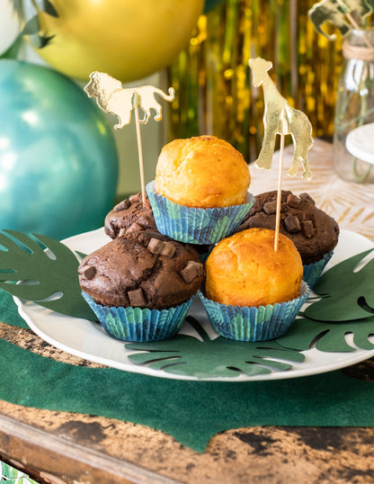 Mise en situation du moule à cupcakes Flamant Tropic en papier