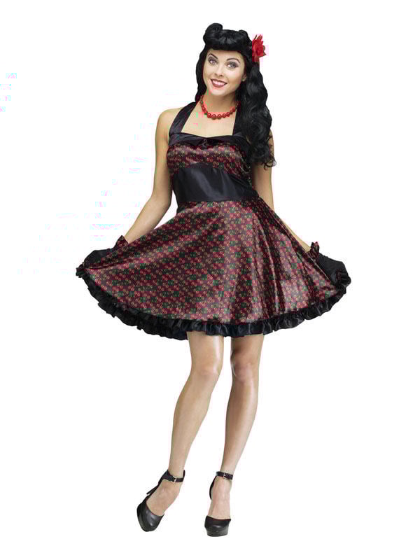 Dámské černočervené šaty ve stylu 50. let