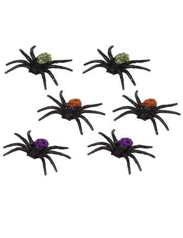 6 plastových třpytivých pavouků 7,5 x 5,5 x 1,3 cm