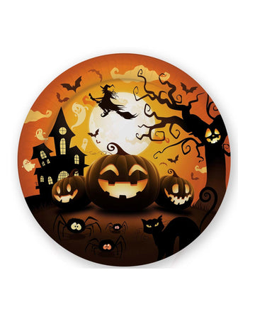 6 papírových talířů s halloweenskou dýní 23 cm