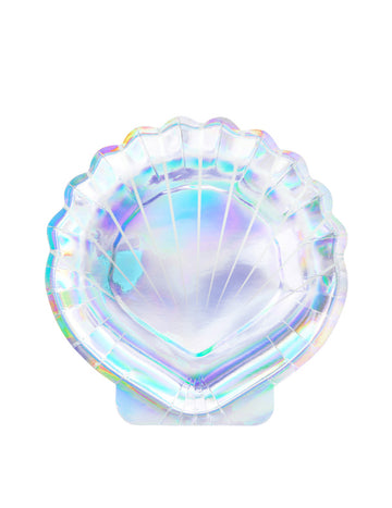 Papier-Teller in holografischer Muschelform