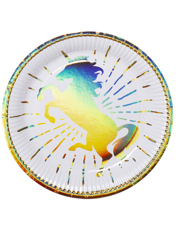 Assiettes en carton Licorne holographiques