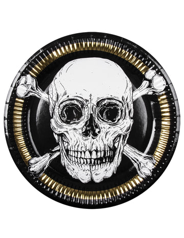10 papírových talířů s motivem pirátského Jolly Rogera 23 cm