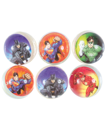 6 balles rebondissantes Justice League pour enfant multicolores avec Batman Superman Flash et Green Lantern