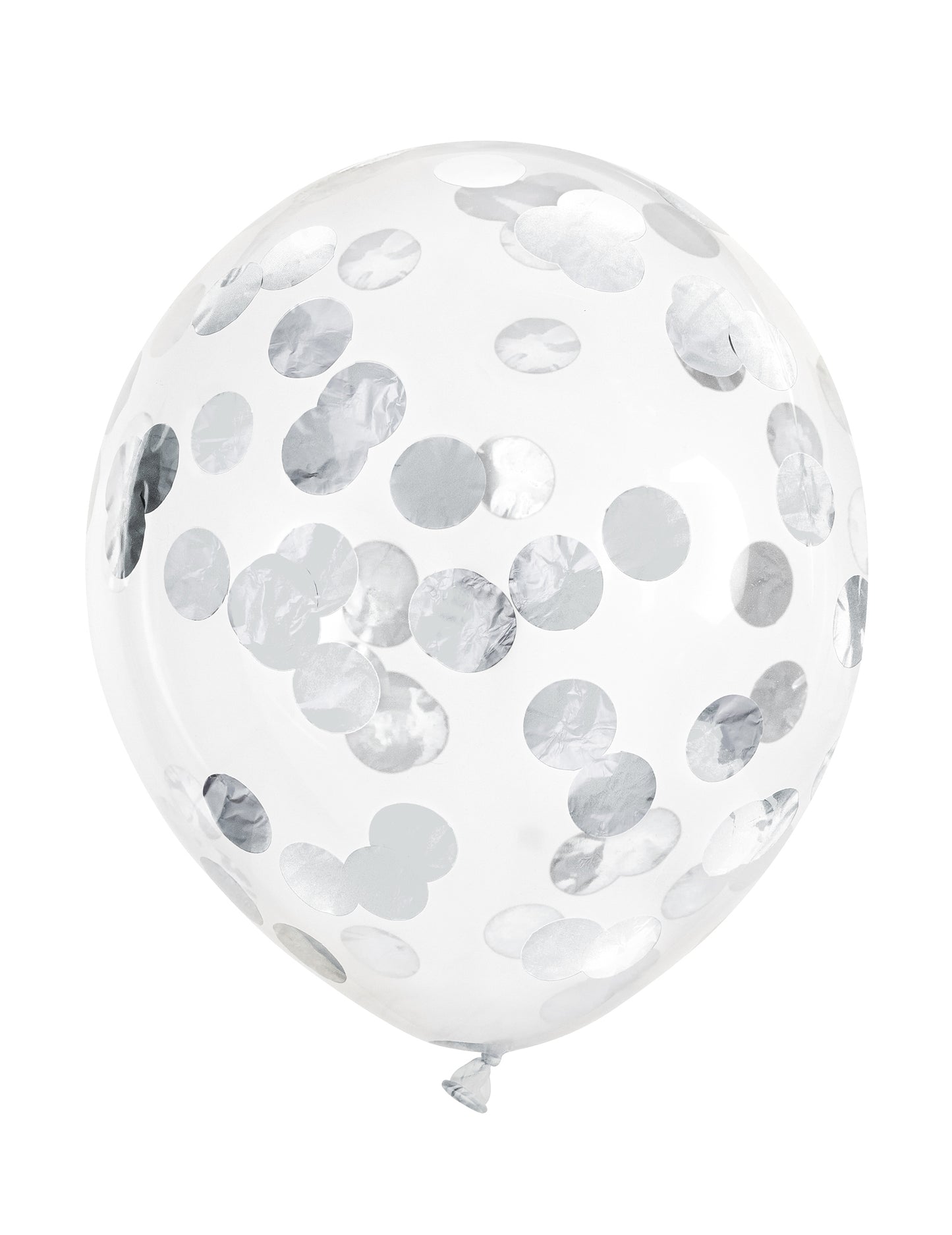 6 průhledných balónků se stříbrnými konfety 30 cm 
