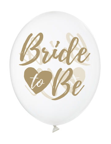 6 průhledných nevěst jako zlatých balónků 30 cm pro výzdobu rozlučky se svobodou