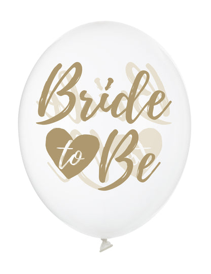 6 průhledných nevěst jako zlatých balónků 30 cm pro výzdobu rozlučky se svobodou