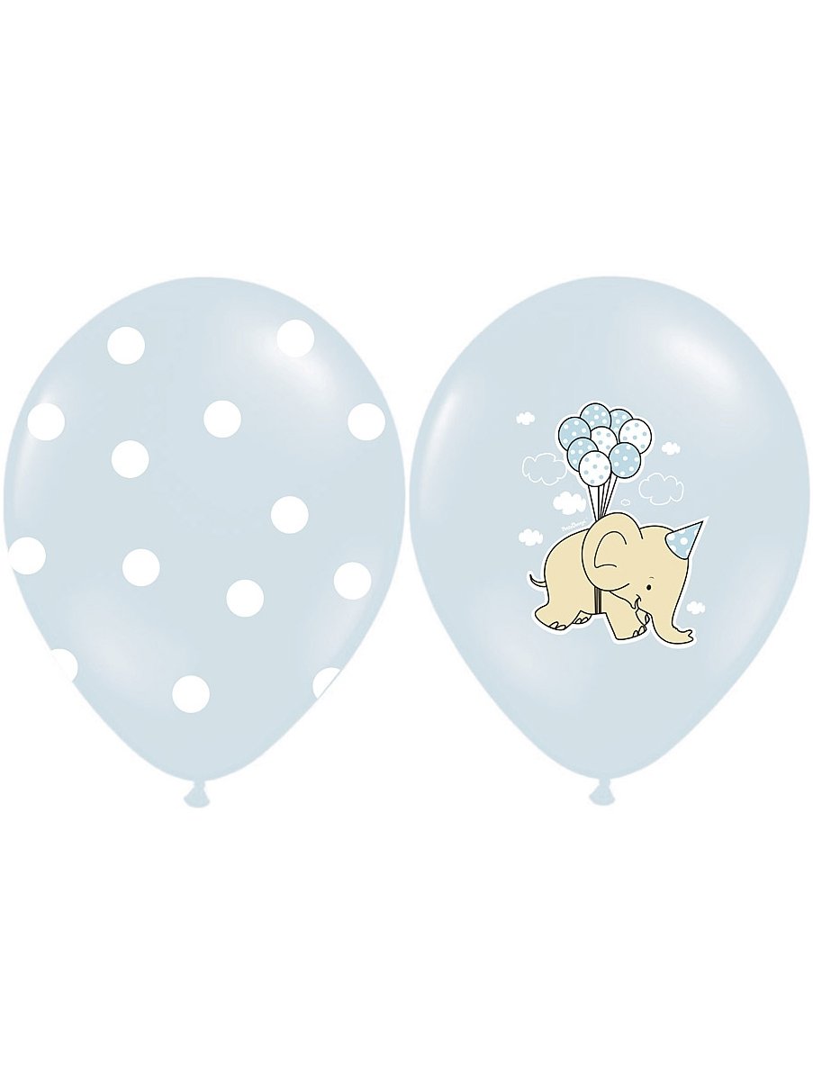 6 modrých latexových balónků sloni 30 cm biologicky rozložitelné 