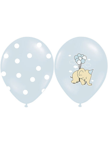 6 modrých latexových balónků sloni 30 cm biologicky rozložitelné 