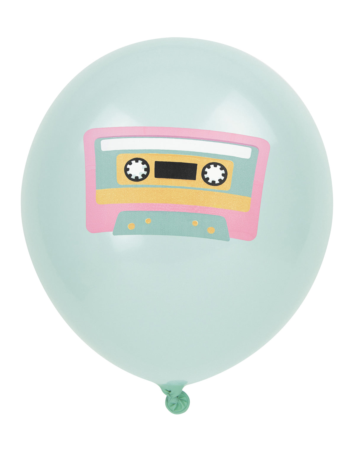 Détail du motif cassette sur le ballon bleu des 6 ballons en latex années 90