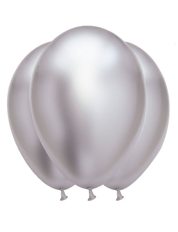 6 saténově stříbrných latexových balónků 31 x 39 cm