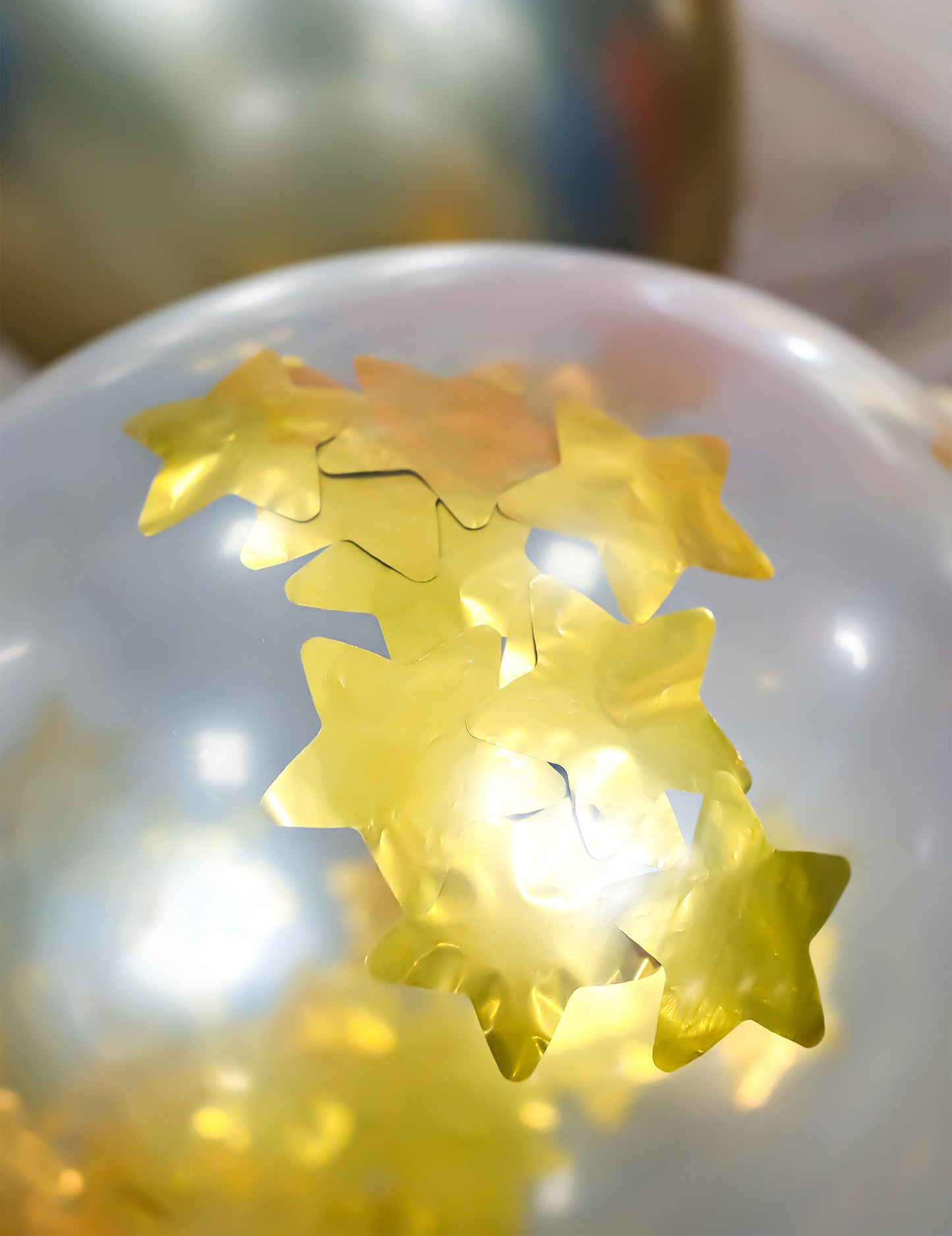 6 průhledných latexových balónků se zlatými hvězdami 30 cm