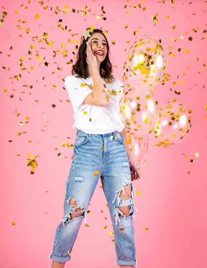 6 průhledných latexových balónků se zlatými hvězdami 30 cm