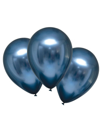6 tmavě modrých saténových latexových balónků 28 cm