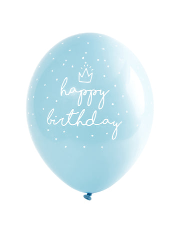 6 modrých latexových balónků všechno nejlepší k narozeninám 30 cm bílý puntík