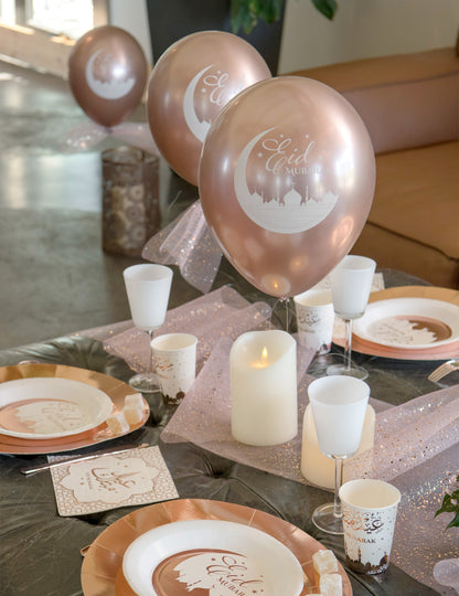 6 latexových balónků eid mubarak z růžového zlata 30 cm party dekorace