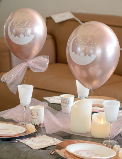 6 latexových balónků eid mubarak z růžového zlata 30 cm party dekorace