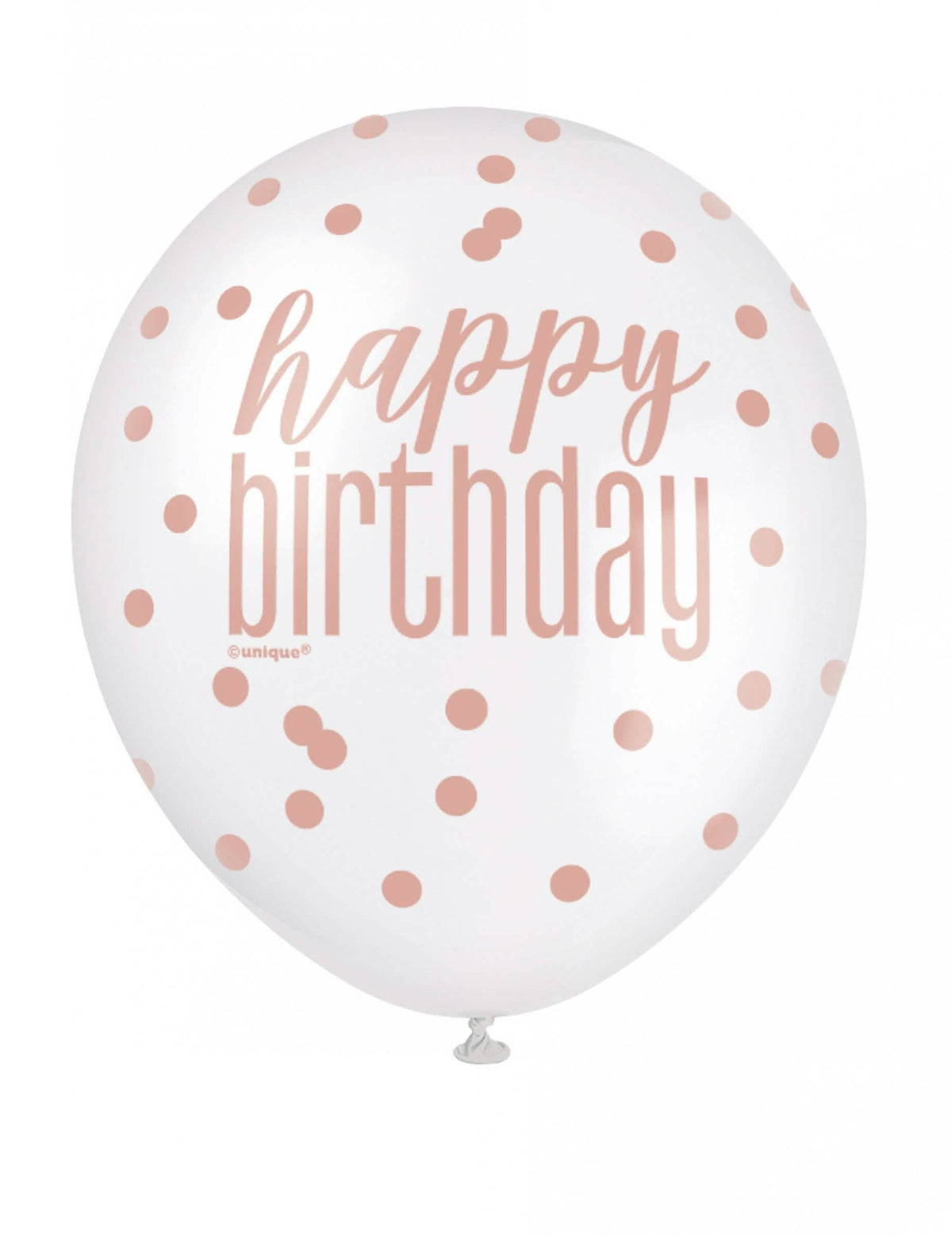 balónky z latexu s nápisem happy birthday s puntíky k narozeninám bílé a růžové