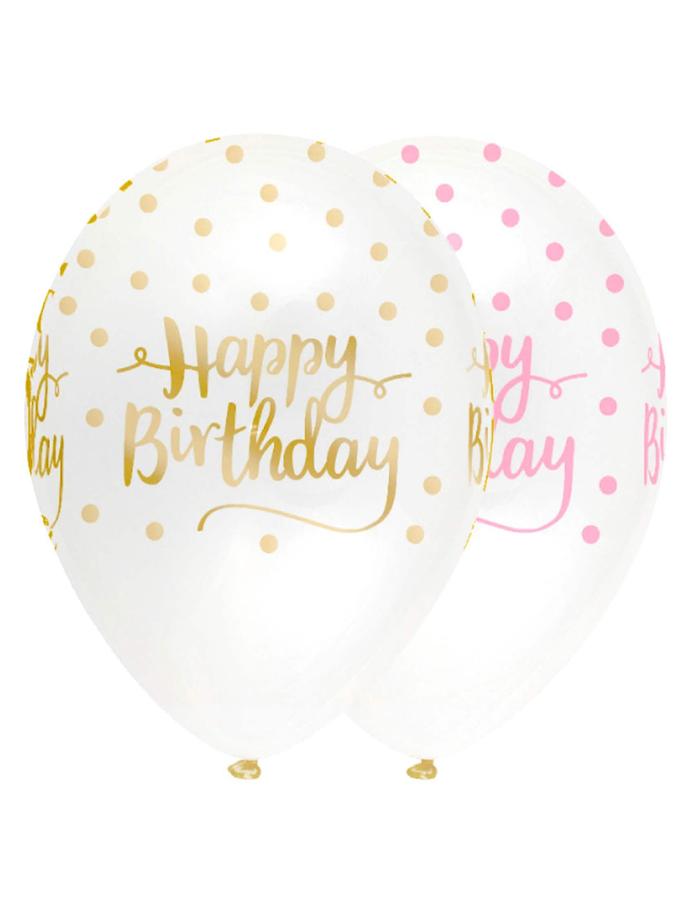 Latexové balónky Happy Birthday s puntíky k narozeninám růžová a zlatá