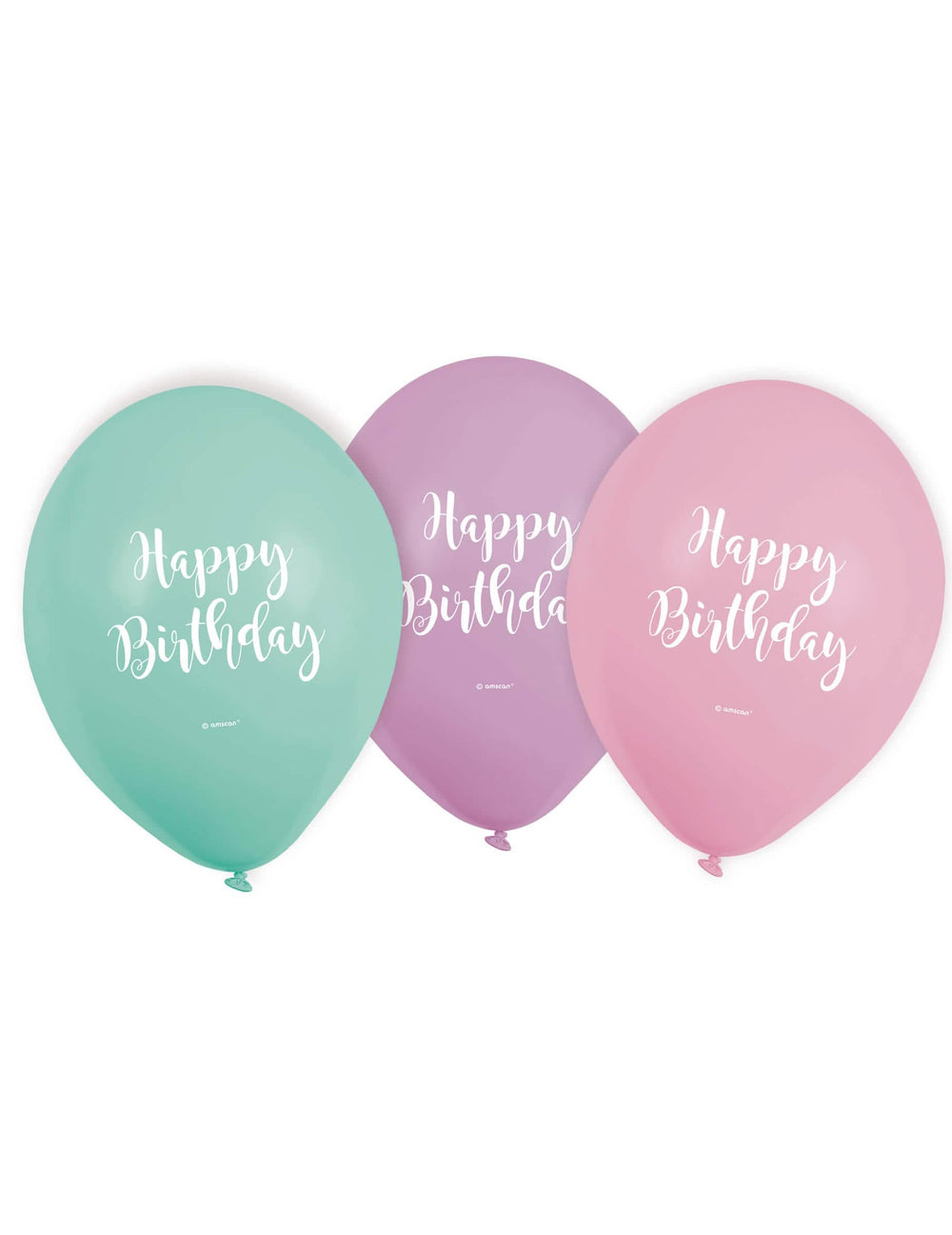 balónky z latexu Happy Birthday pastelová růžová, levandulová a mátová