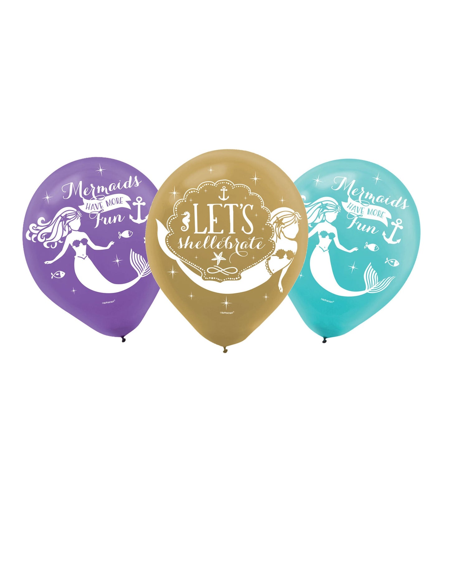 Ballons en latex rêves de sirène pour décoration d'anniversaire mauve doré et turquoise