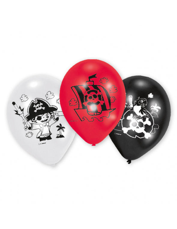 6 pirátských latexových balónků 22 cm narozeninová výzdoba