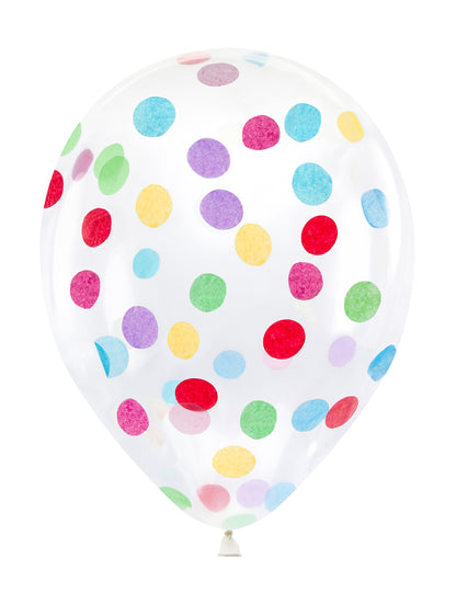 Ballons en latex confettis multicolores pour fête transparents