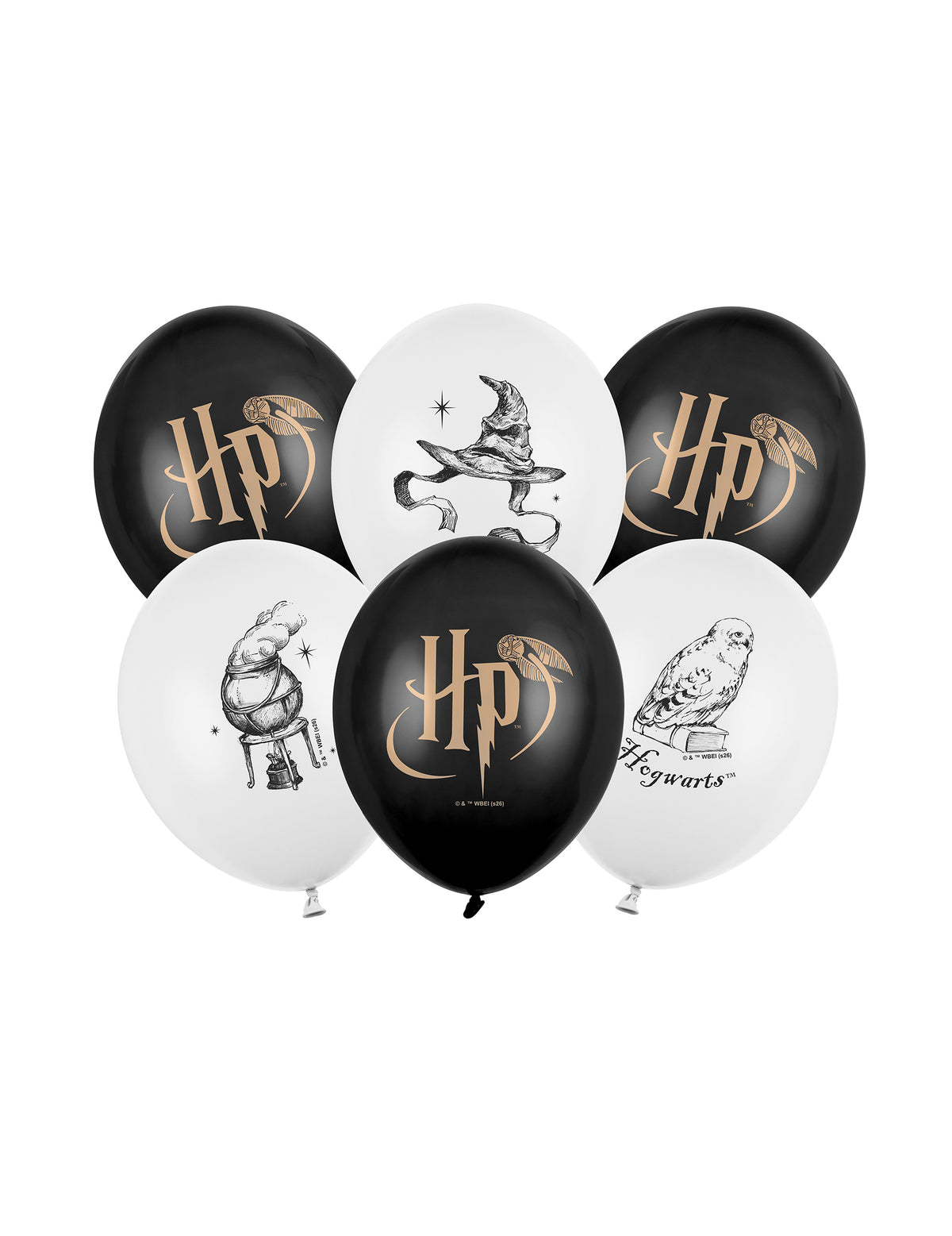 6 Balónků Harry Potter™ černobílé 30 cm