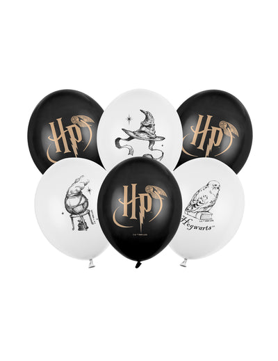 6 Balónků Harry Potter™ černobílé 30 cm