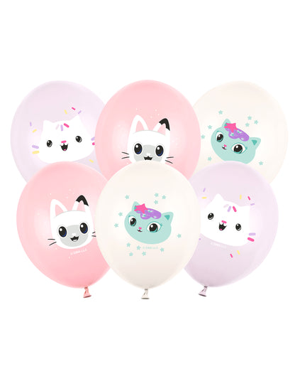 Ballons latex Gabby et la maison magique pour enfant rose violet et blanc