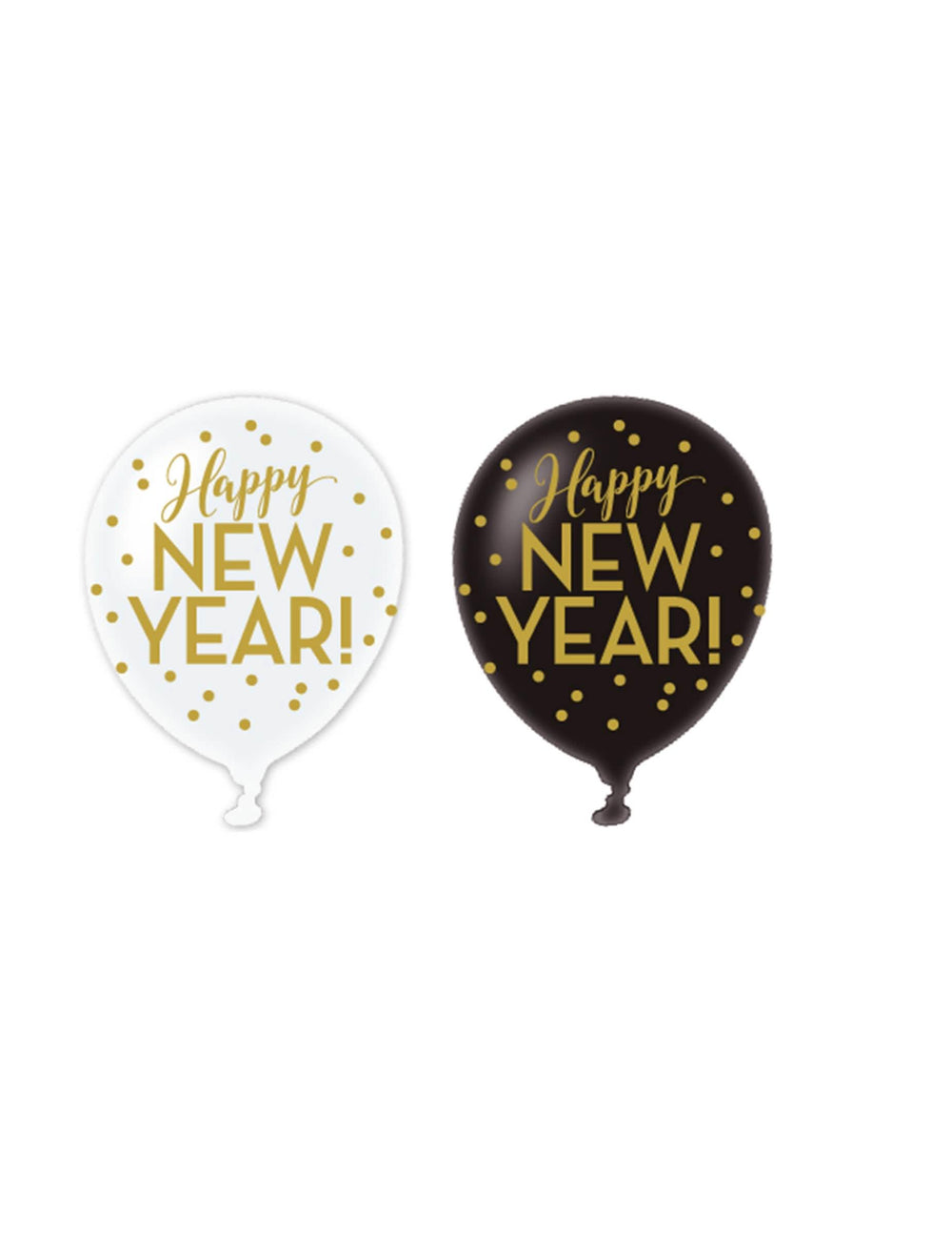 Latexové balónky Happy new year černá, bílá a zlatá