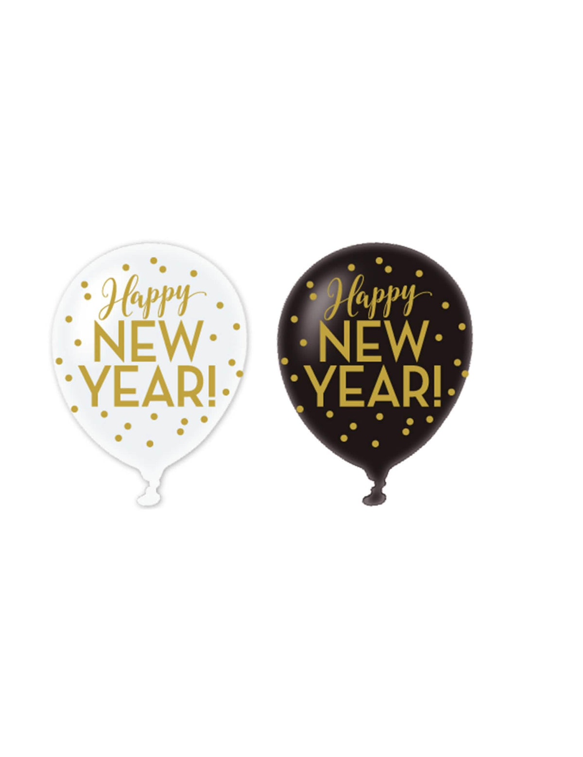 Latexové balónky Happy new year černá, bílá a zlatá