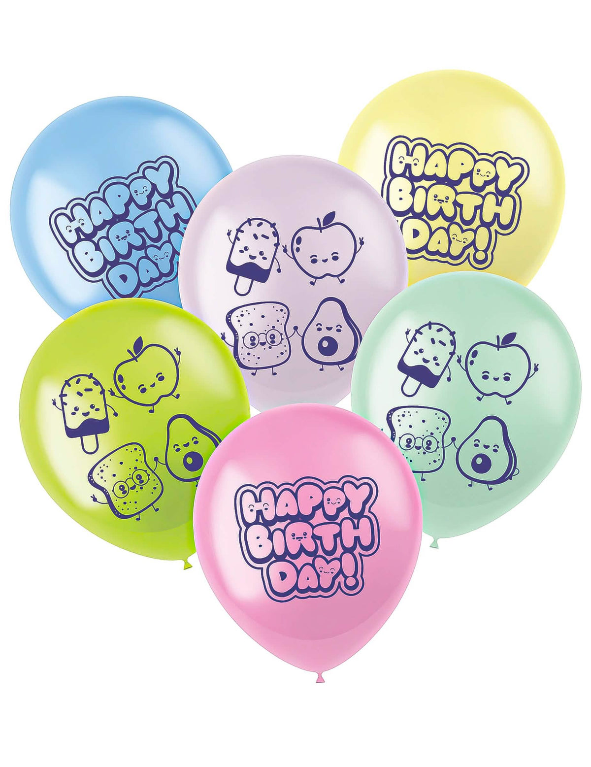 6 latexových balónků Kawaii Party 33 cm