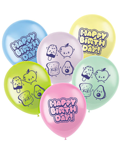 6 latexových balónků Kawaii Party 33 cm