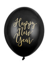 Ballons latex Happy New Year noir et doré