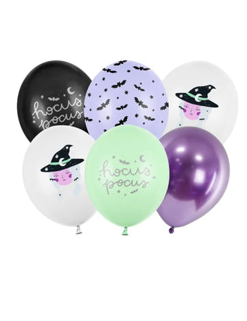 6 latexových balónků s motivem halloweenské čarodějnice 30 cm