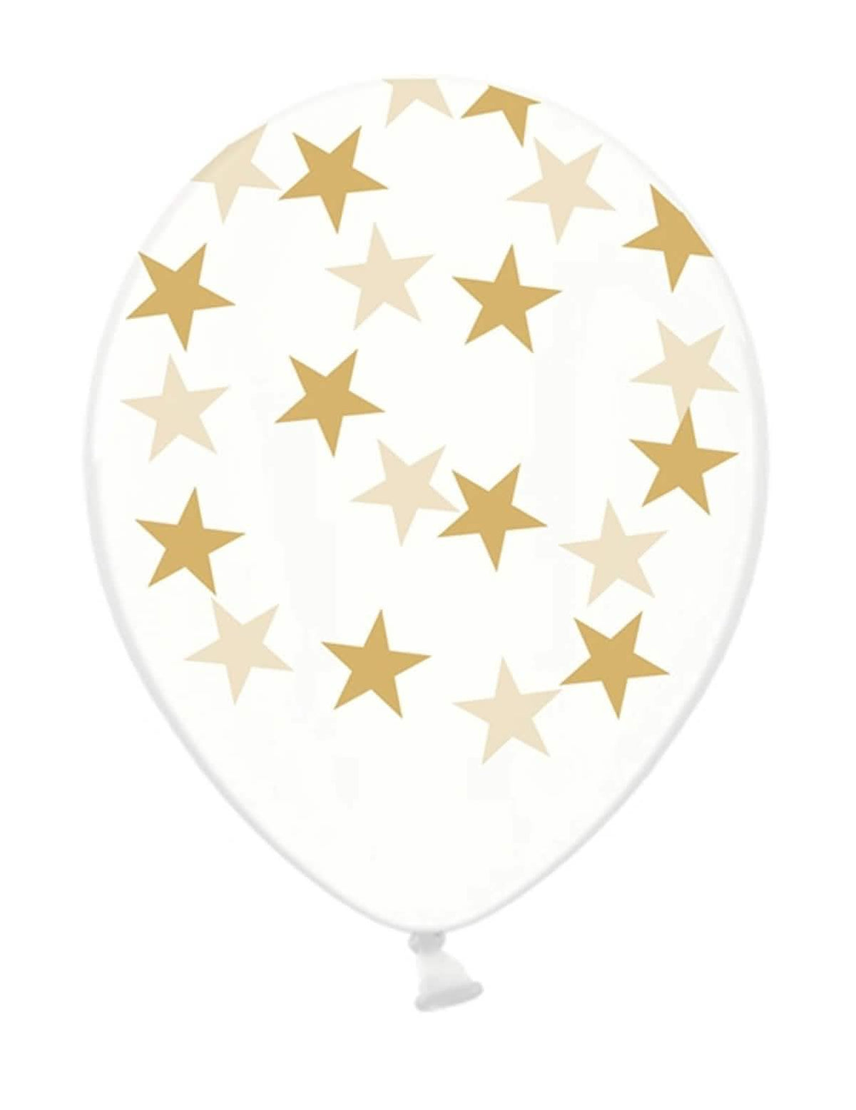 průhledné latexové balónky se zlatými hvězdami
