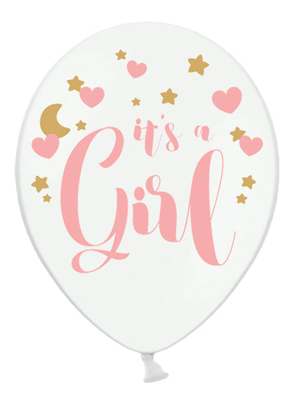 6 růžových balónků je to dívka 30 cm pro miminko