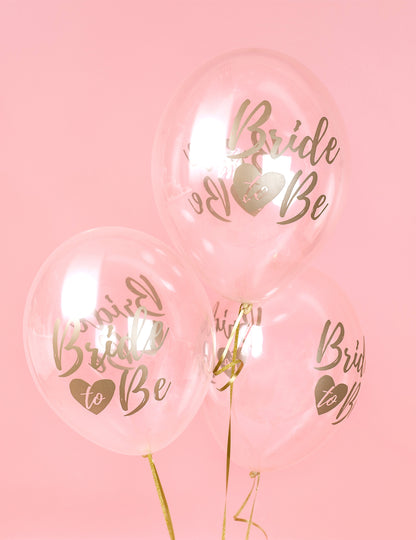 6 průhledných nevěst jako zlatých balónků 30 cm pro výzdobu rozlučky se svobodou