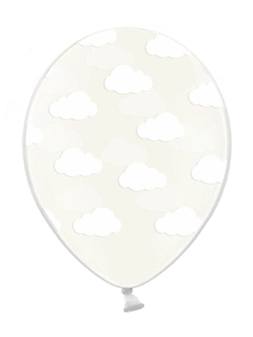 6 průhledných latexových balónků Bílé mraky 30 cm
