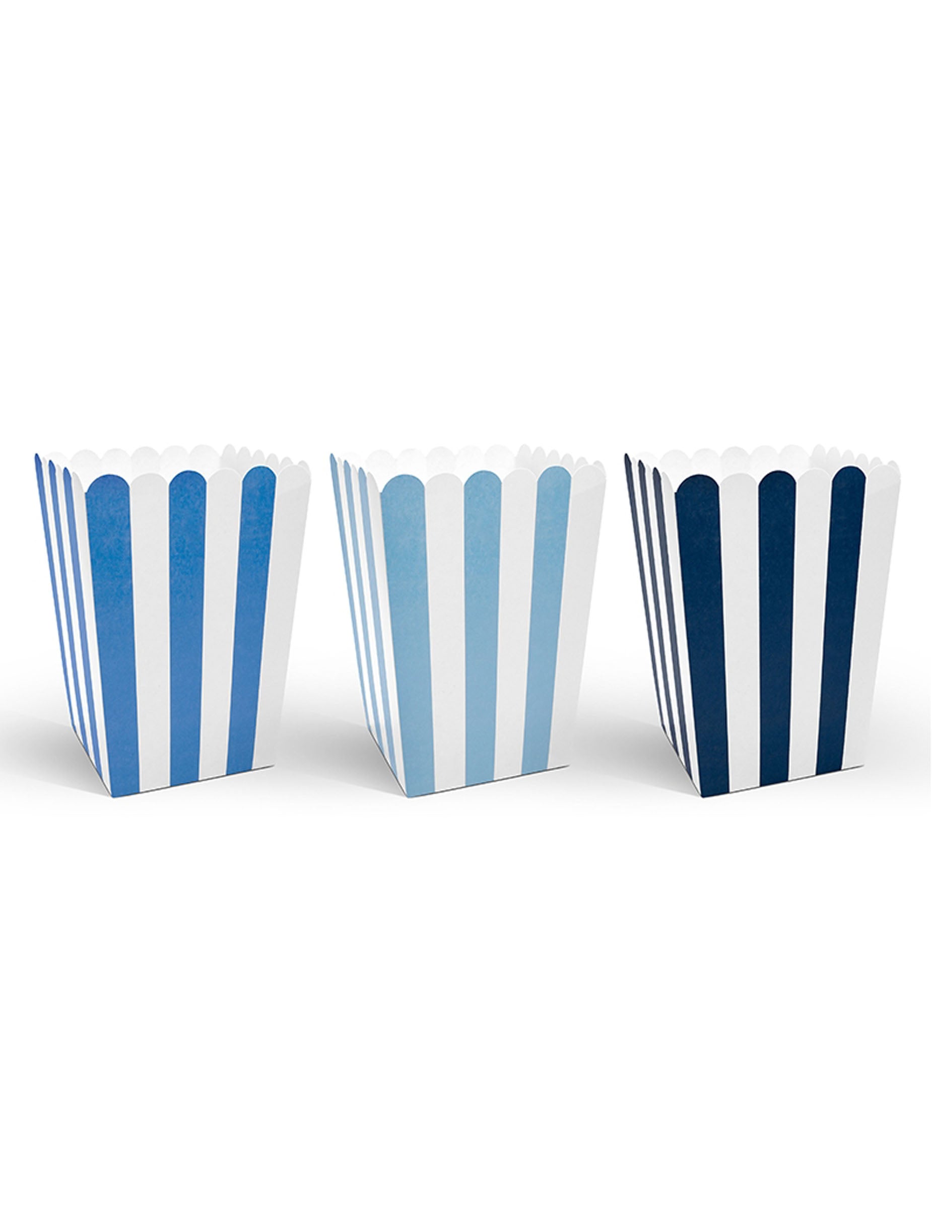 Boîtes à popcorn à rayures pour fête bleues